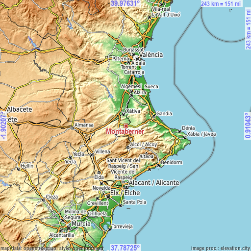 Topographic map of Montaberner