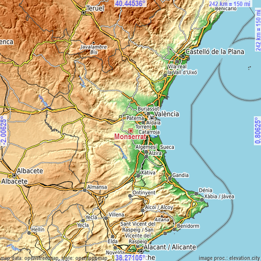 Topographic map of Monserrat