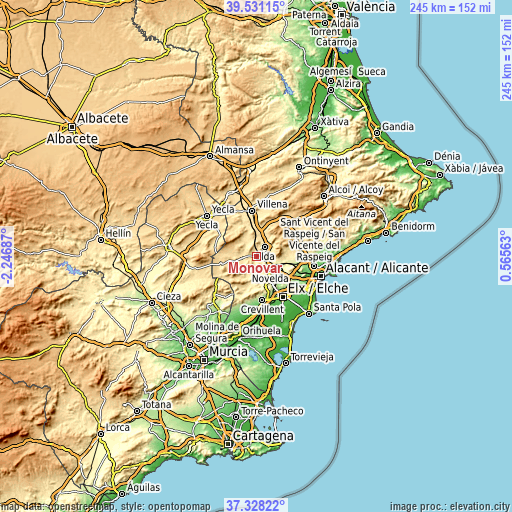 Topographic map of Monóvar
