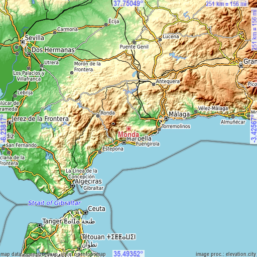 Topographic map of Monda