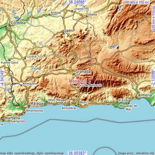 Topographic map of Monachil