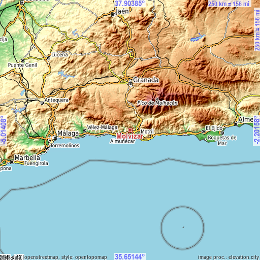 Topographic map of Molvízar