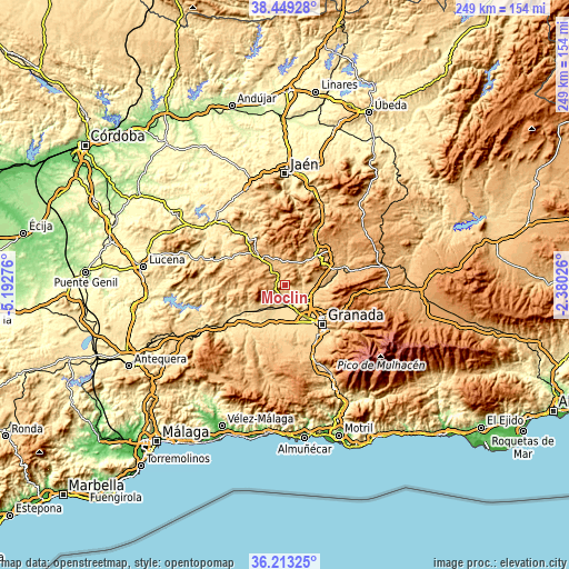 Topographic map of Moclín