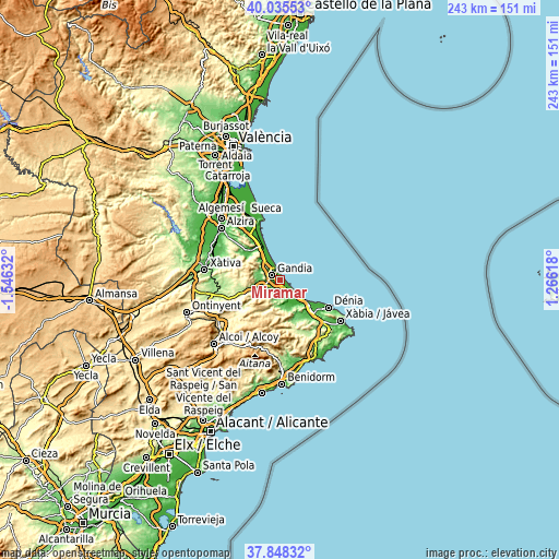 Topographic map of Miramar