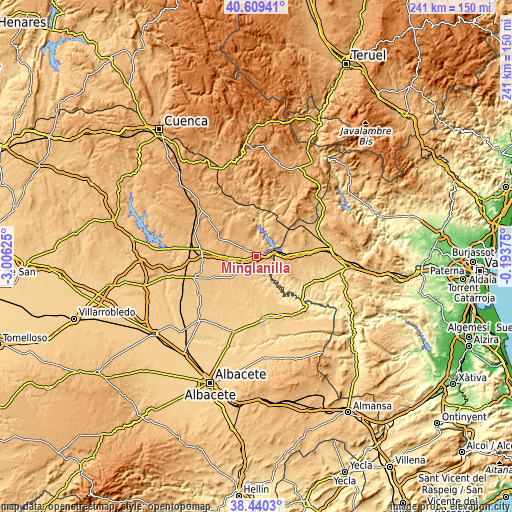 Topographic map of Minglanilla