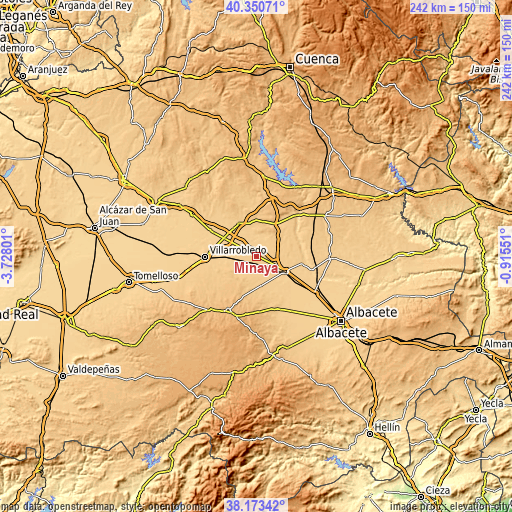 Topographic map of Minaya