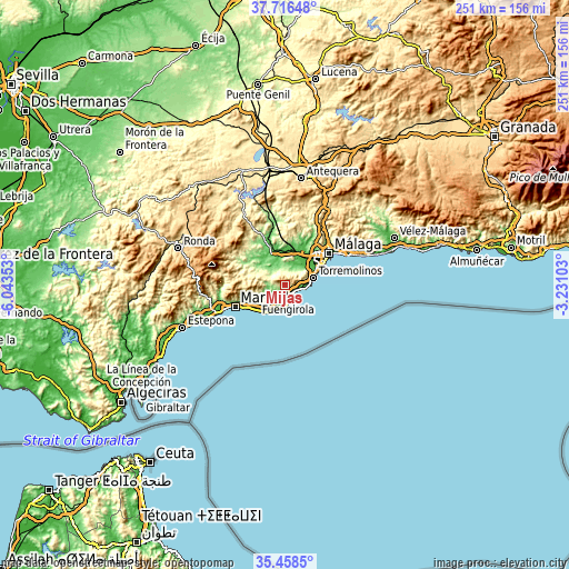 Topographic map of Mijas
