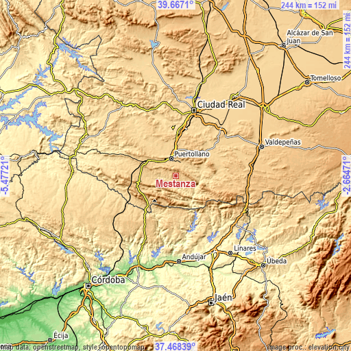 Topographic map of Mestanza