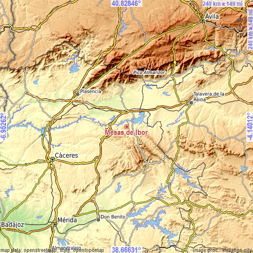 Topographic map of Mesas de Ibor