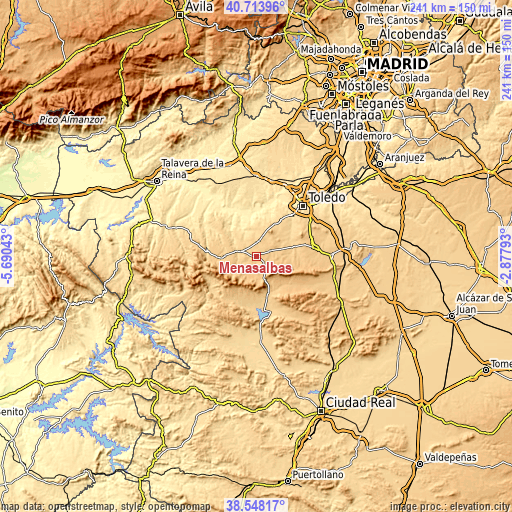 Topographic map of Menasalbas