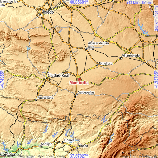 Topographic map of Membrilla