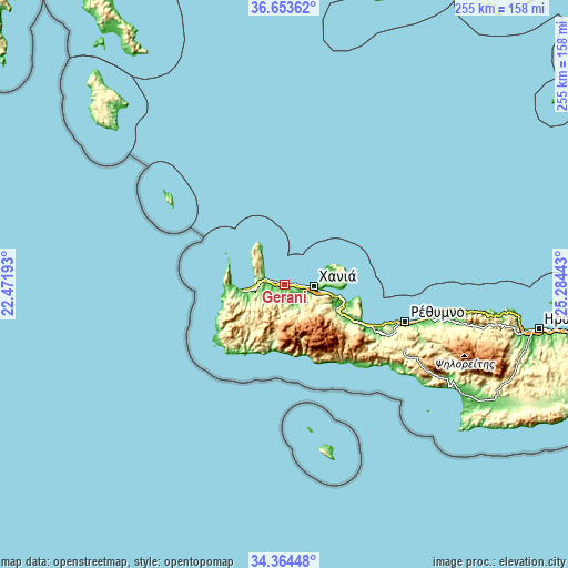 Topographic map of Geráni