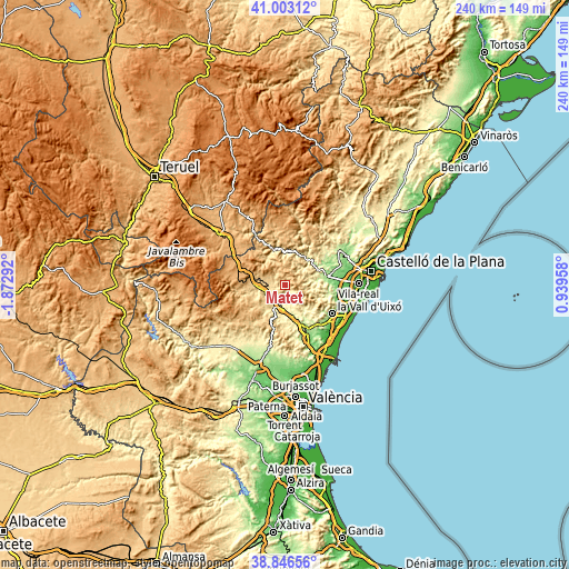 Topographic map of Matet