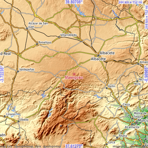 Topographic map of Masegoso