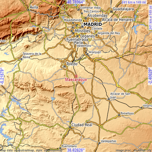 Topographic map of Mascaraque