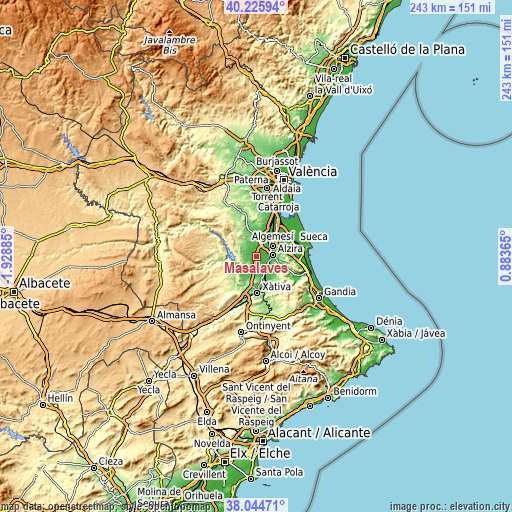 Topographic map of Masalavés