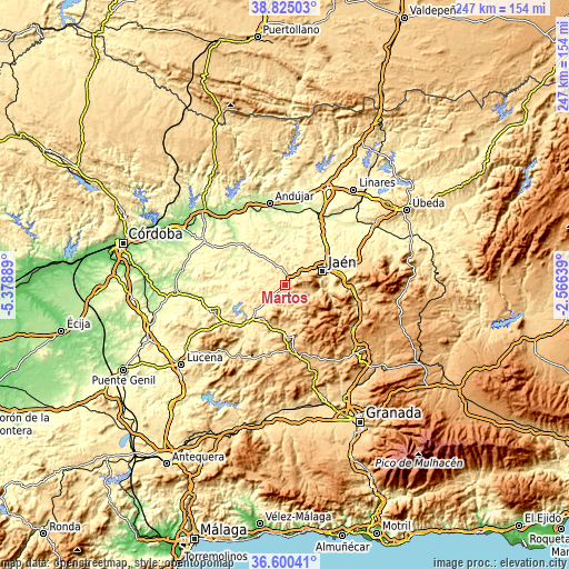 Topographic map of Martos