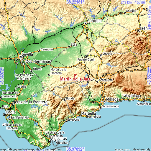 Topographic map of Martín de la Jara