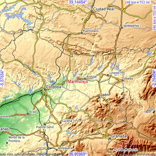 Topographic map of Marmolejo