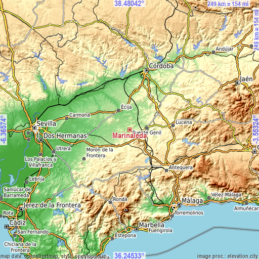 Topographic map of Marinaleda