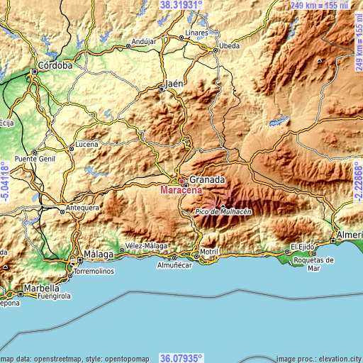 Topographic map of Maracena