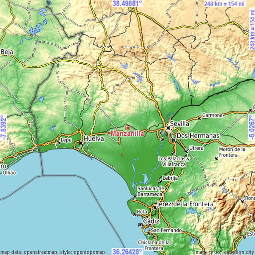 Topographic map of Manzanilla