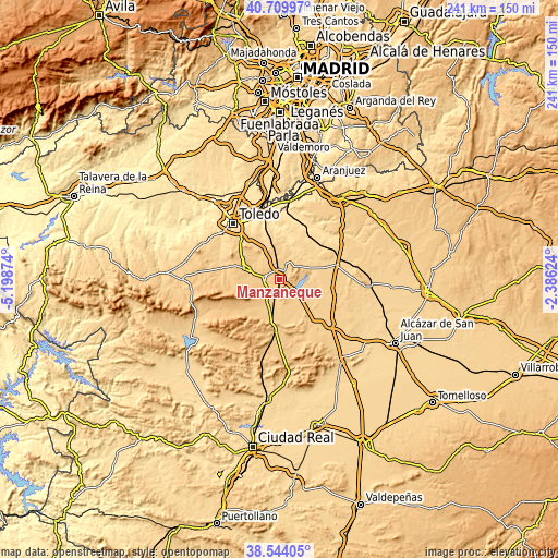 Topographic map of Manzaneque