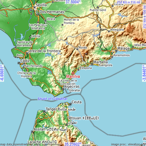 Topographic map of Manilva