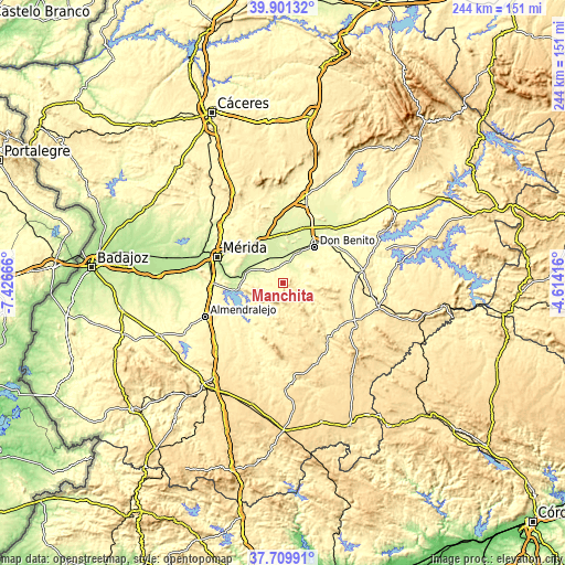 Topographic map of Manchita