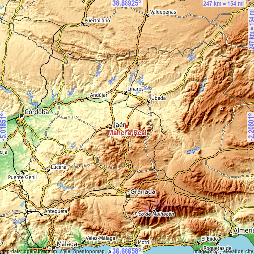 Topographic map of Mancha Real