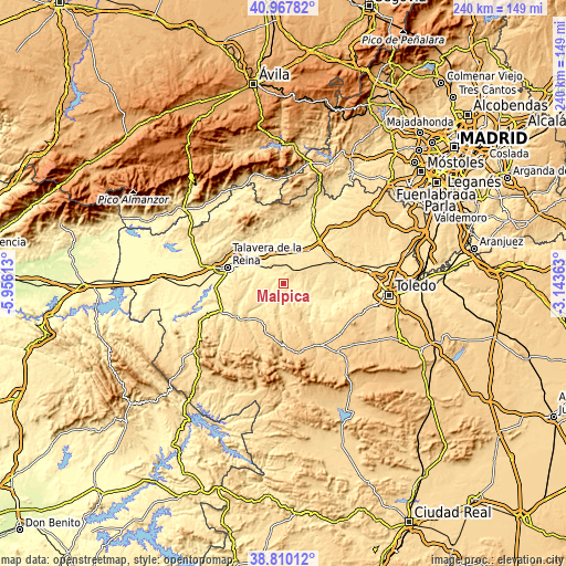 Topographic map of Malpica
