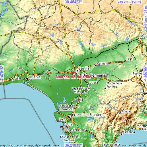 Topographic map of Mairena del Aljarafe