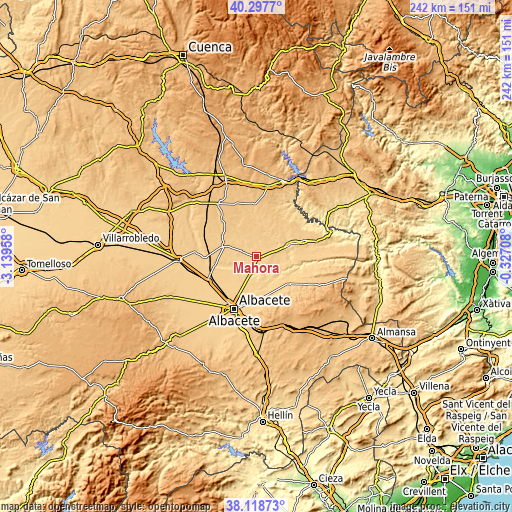 Topographic map of Mahora