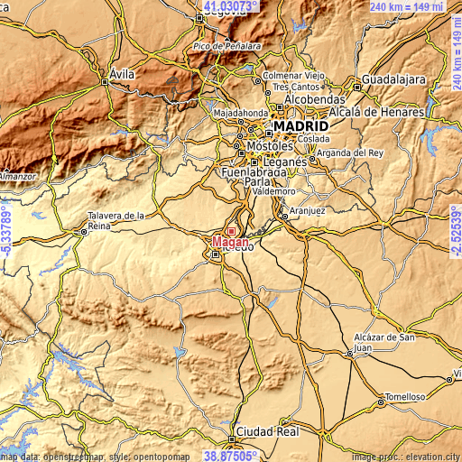 Topographic map of Magán