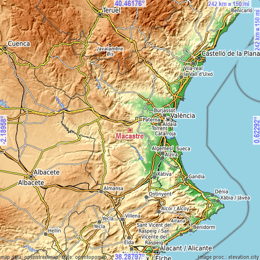 Topographic map of Macastre