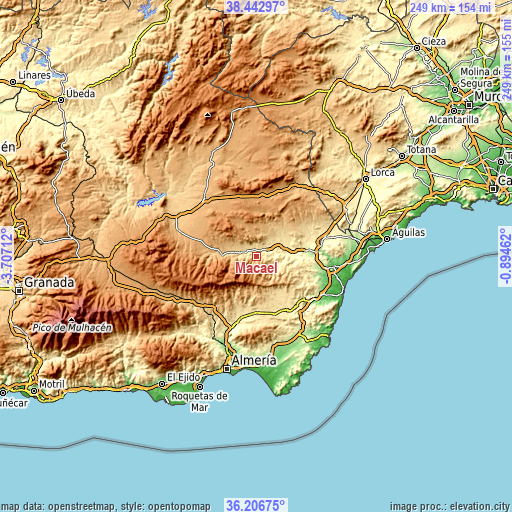 Topographic map of Macael