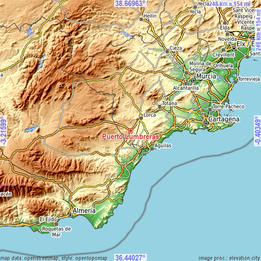 Topographic map of Puerto Lumbreras