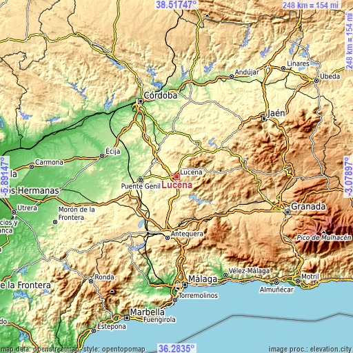 Topographic map of Lucena