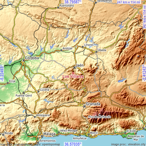 Topographic map of Los Villares