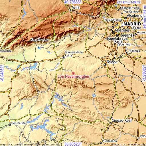 Topographic map of Los Navalmorales