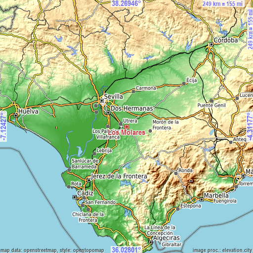 Topographic map of Los Molares