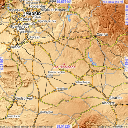 Topographic map of Los Hinojosos