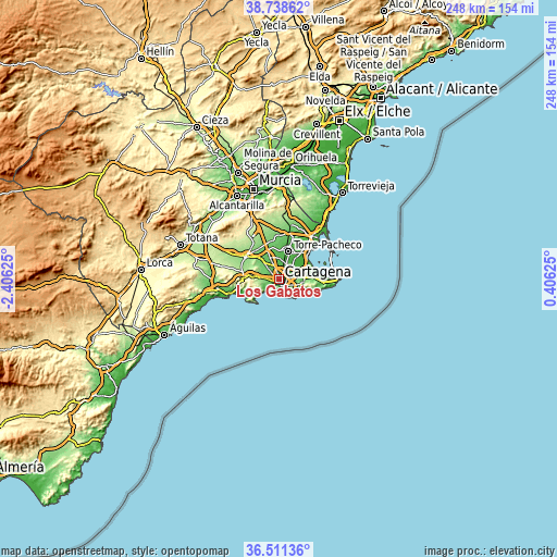 Topographic map of Los Gabatos