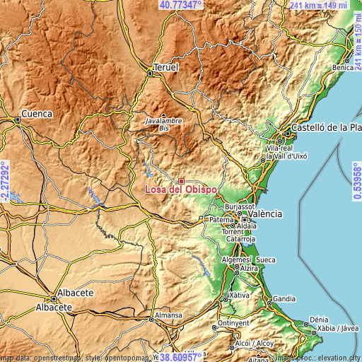 Topographic map of Losa del Obispo