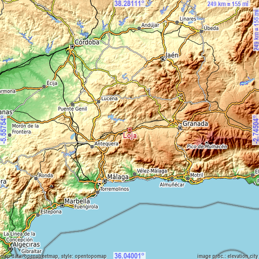 Topographic map of Loja