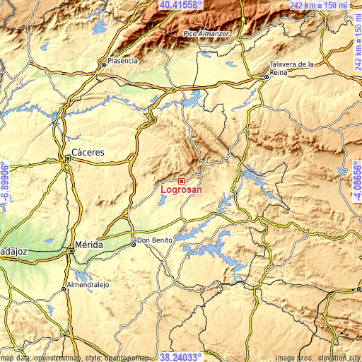 Topographic map of Logrosán