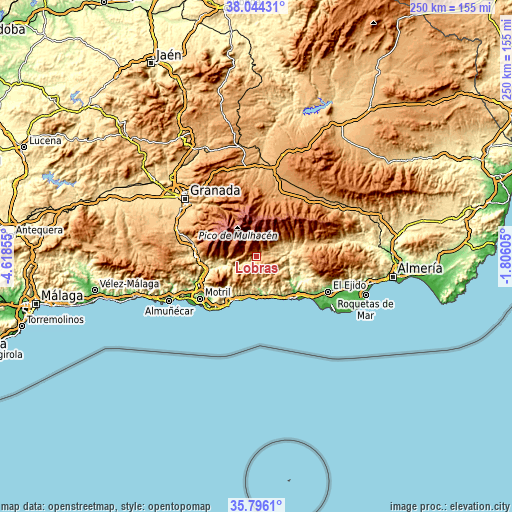 Topographic map of Lobras