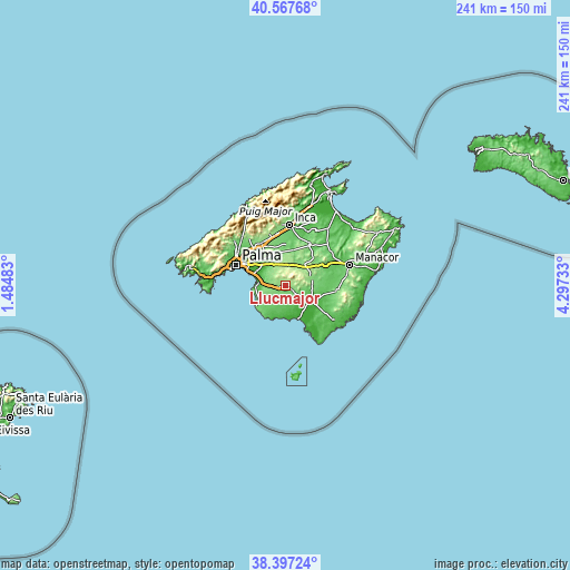 Topographic map of Llucmajor