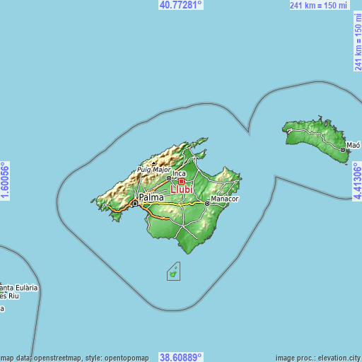 Topographic map of Llubí