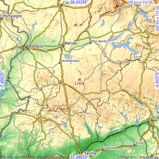 Topographic map of Llera